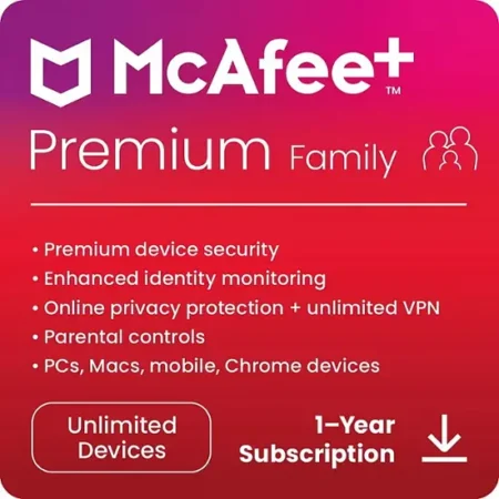 McAfee – McAfee+ Premium (Unlimited Devices) Family Antivirus