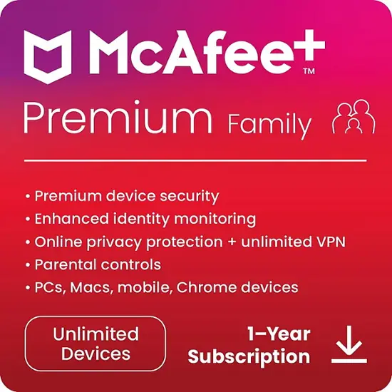 McAfee – McAfee+ Premium (Unlimited Devices) Family Antivirus